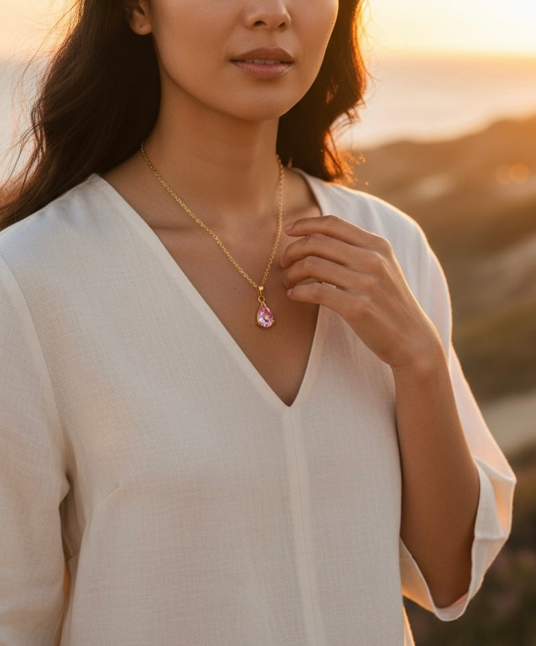 Rosewater Teardrop Necklace